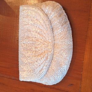 Beaded white art deco style clutch